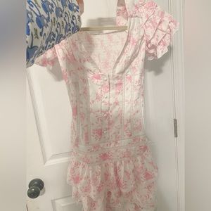 Preppy floral ruffle mini dress